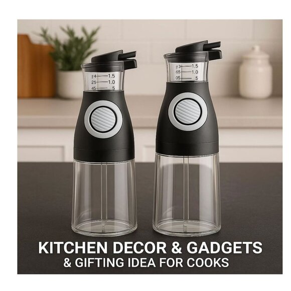 Belwares Oil and Vinegar Dispenser Set with Measuring Cup - 2 Glass Olive Oil Di - Picture 8 of 8